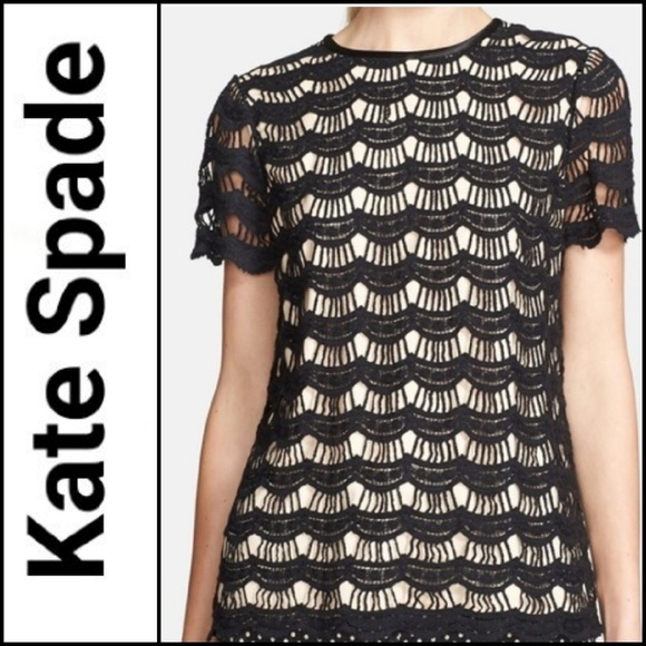 NEW! KATE SPADE Scalloped Lace Top/Blouse 0. - Picture 1 of 9